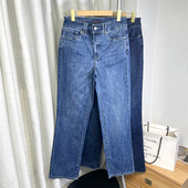 美式 N家外贸余单 复古水洗高腰弹力修身 少量款 直筒牛仔长裤 女