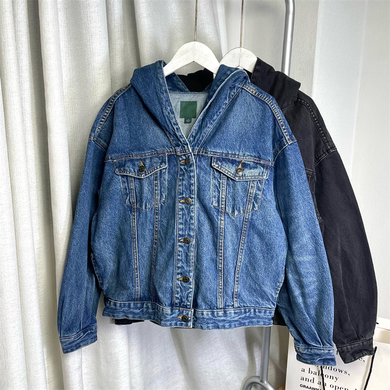 美式～重磅挺阔有型连帽牛仔外套