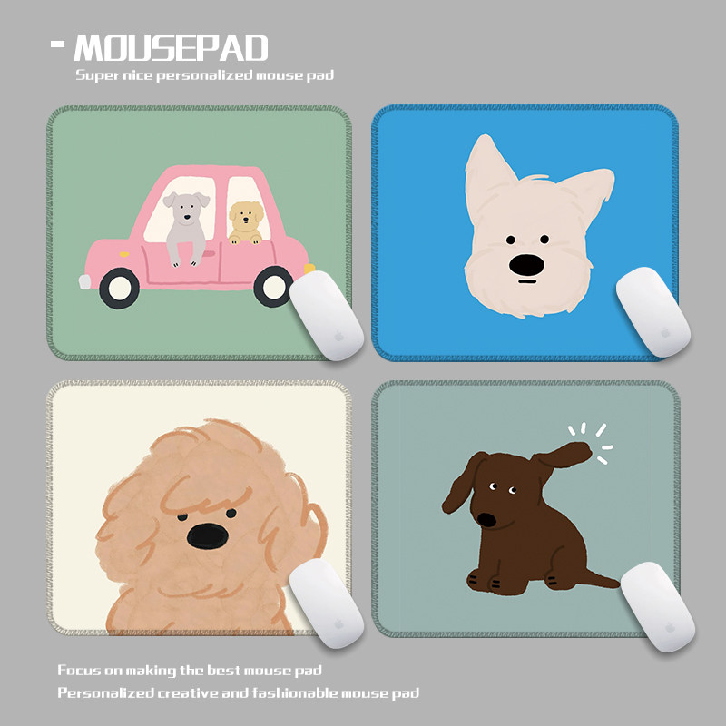 韩国可爱狗狗日常鼠标垫小号加厚mini便携笔记本电脑贵宾比熊金毛