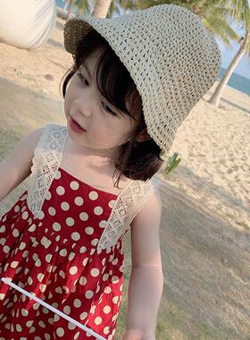 女童吊带连衣裙2023夏装新款洋气宝宝波点连衣裙儿童公主裙