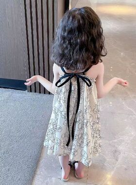 女童连衣裙儿童2024新款夏装网红无袖吊带裙洋气韩版公主裙亲子家