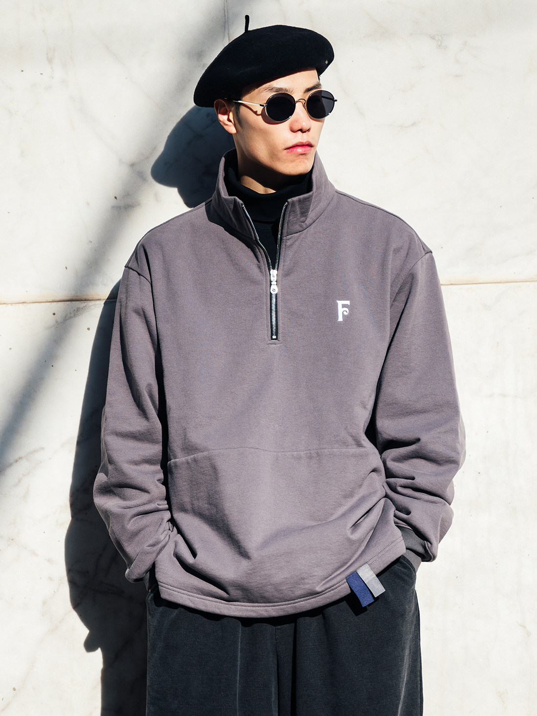 双拉头加绒卫衣外套Drawstring Zip Through Hoodie