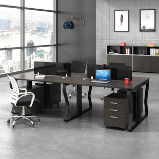 6人位办公室桌椅组合 办公家具职员员工工位屏风卡座办公桌简约4