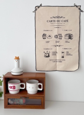 ins咖啡复古英文郁金香挂布民宿风墙面软装装饰品背景布拍照道具