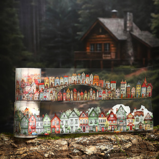 古怪的房子系列PET防水胶带 复古房屋造景手帐装饰素材循环贴画