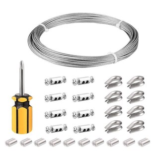 304不锈钢包胶钢丝绳悬挂套件 户外花园栏杆电缆套U装紧线器弹簧