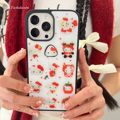 适用星星亚hellokitty玩偶可爱iPhone1516promax苹果亚克力17手机