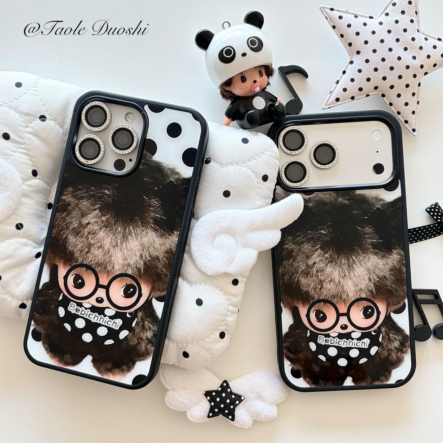 眼镜古早蒙奇奇可爱黑白波点适用iphone1716promax亚克力壳苹果15plus手机壳1716plus,3C数码配件,手机保护套/壳,淘宝优惠券,粉丝福利购,淘宝优惠卷