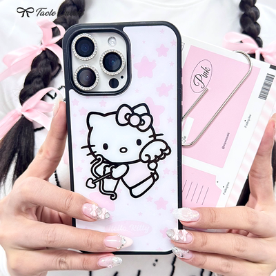 适用凯蒂猫天使hellokitty可爱少女星星iPhone16pro苹果黑边16proMax14153手机壳
