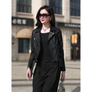 网红爆款黑皮衣小外套女2024春秋新款修身百搭洋气机车服皮夹克潮