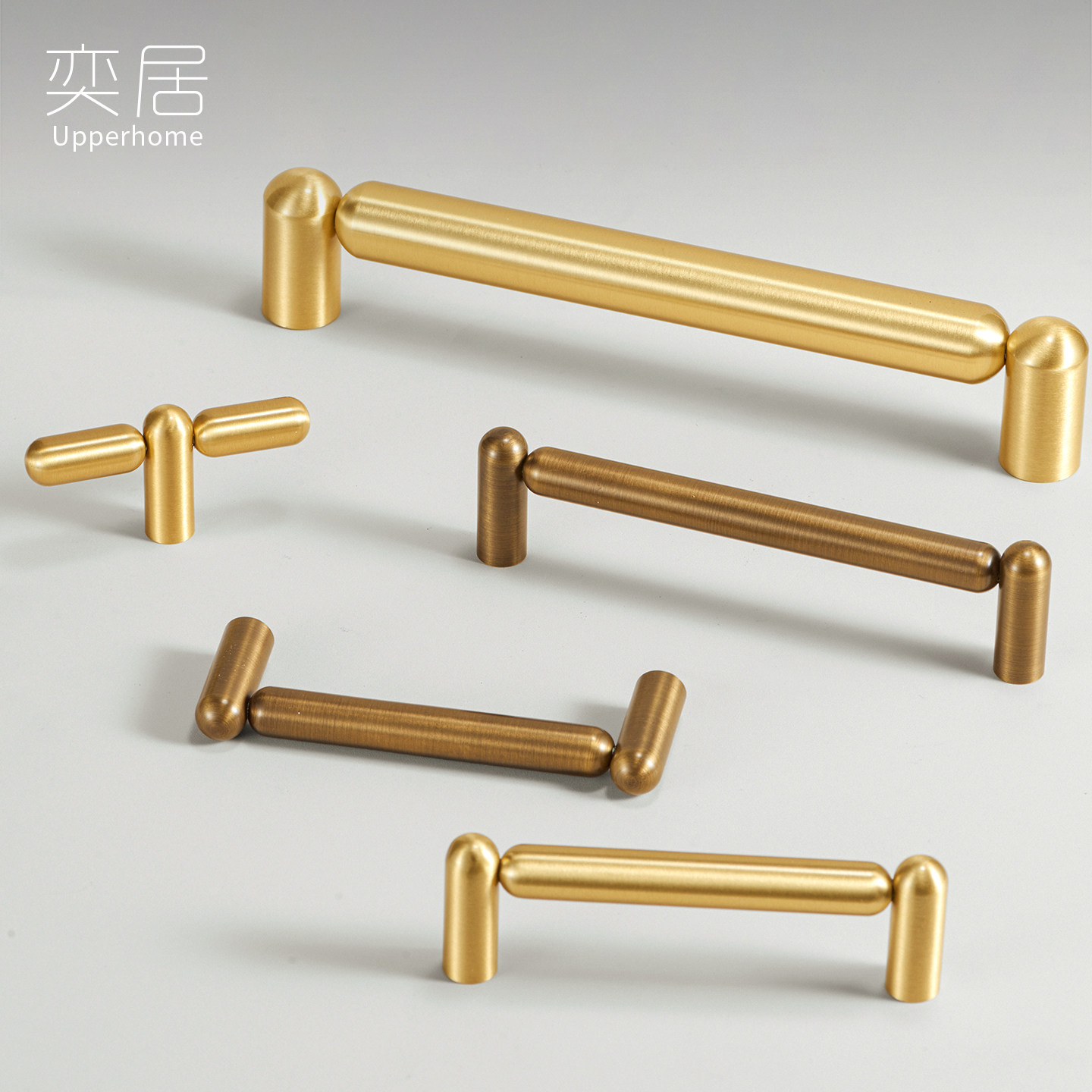 进口实心黄铜纯铜法式柜门拉手极简中古风抽屉橱柜衣柜美式门把手