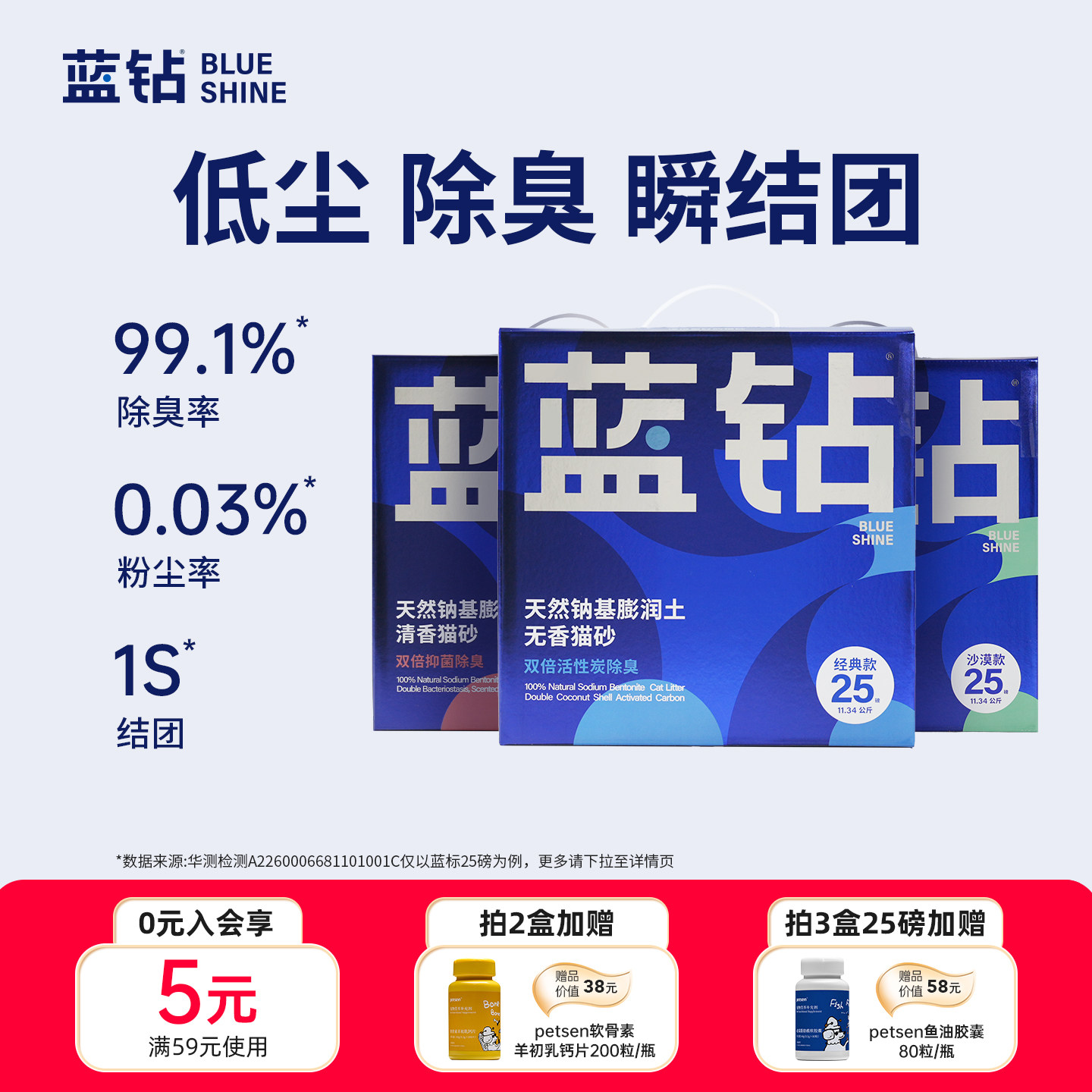 蓝钻矿砂猫砂25磅活性炭除臭低尘图片