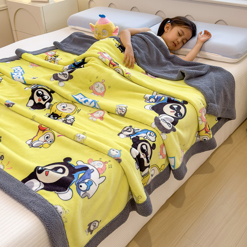 卡通印花儿童牛奶绒毛毯幼儿园学生午睡盖毯婴儿宝宝推车小毯子