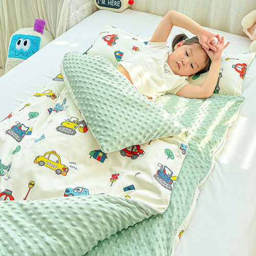 全棉卡通防蹬睡袋婴幼儿童宝宝防踢被子神器秋冬豆豆绒被芯可拆卸