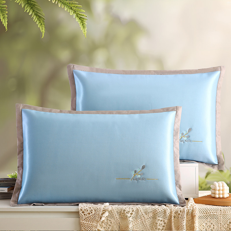 夏季碳光冰丝枕套可水洗凉感枕头套48x74学生家用枕芯内胆套单只