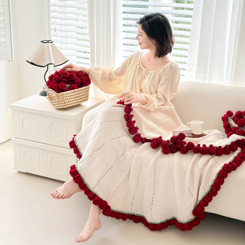 毛毯新款成品毯子玫瑰花束盖毯多功能办公室披肩毯午睡毛线 线礼,床上用品,休闲毯/毛毯/绒毯,淘宝优惠券,粉丝福利购,淘宝优惠卷