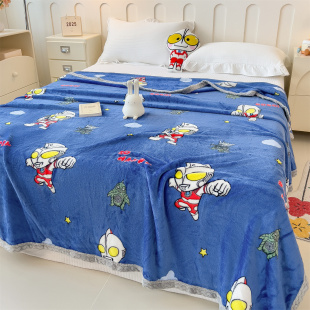 卡通奥特曼双面牛奶绒毛毯儿童幼儿园学生午睡小毯子办公室披肩毯