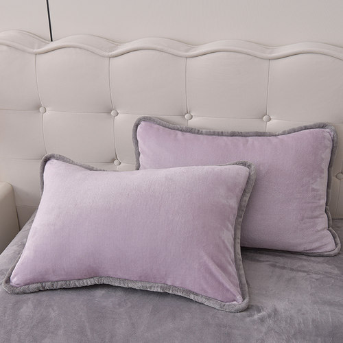 加厚牛奶绒枕套一对装