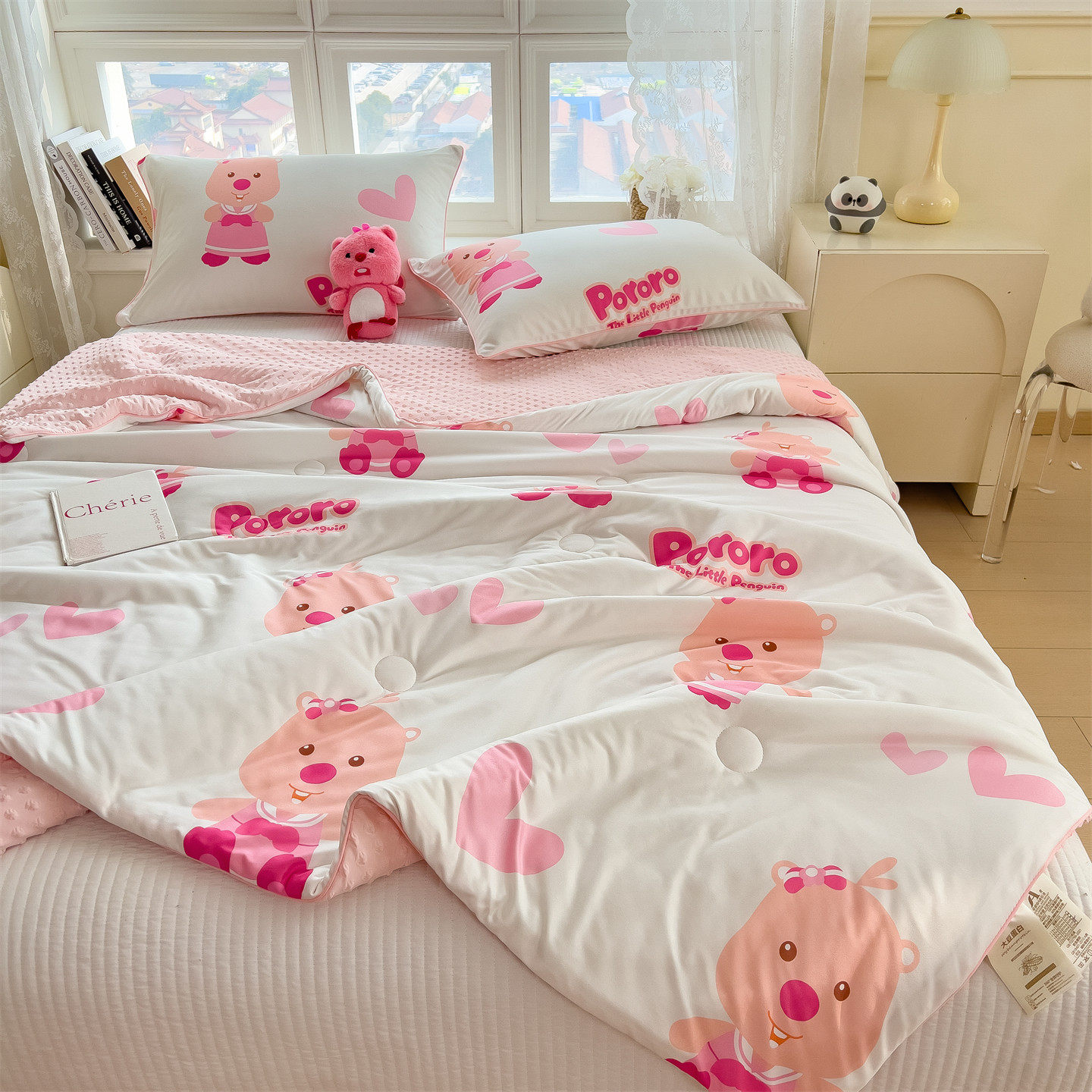 儿童凉感乳胶凉席夏被四件套卡通冰丝夏凉被空调被学生宿舍软床席