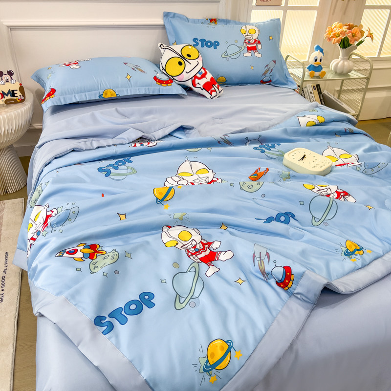 儿童奥特曼夏被夏凉被四件套夏天空调被卡通被芯幼儿园薄被子水洗