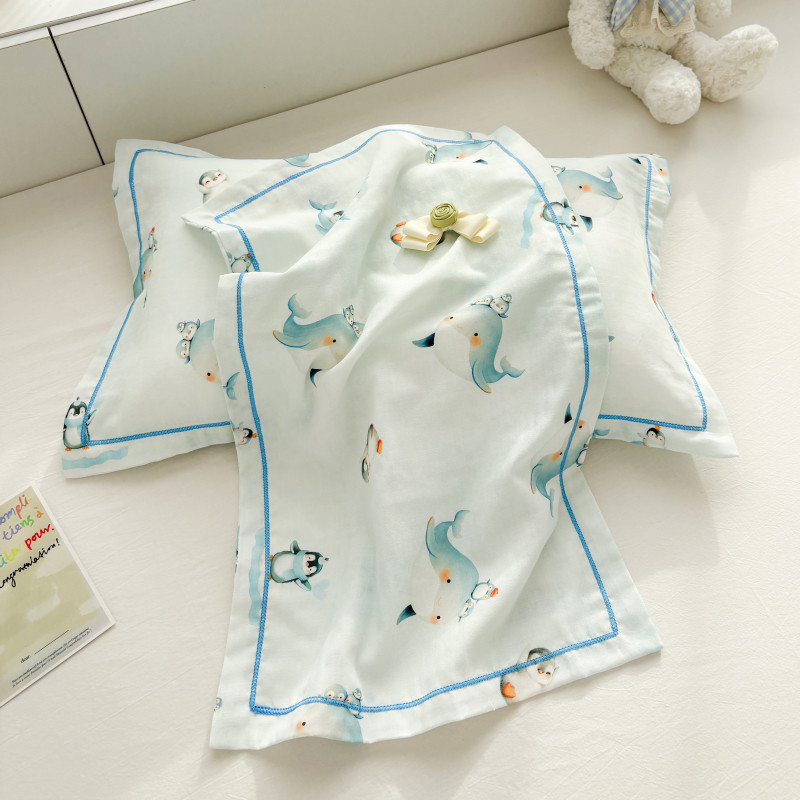 卡通全棉双层纱枕套单只装儿童纯棉枕罩30x50小学生枕头套枕芯罩