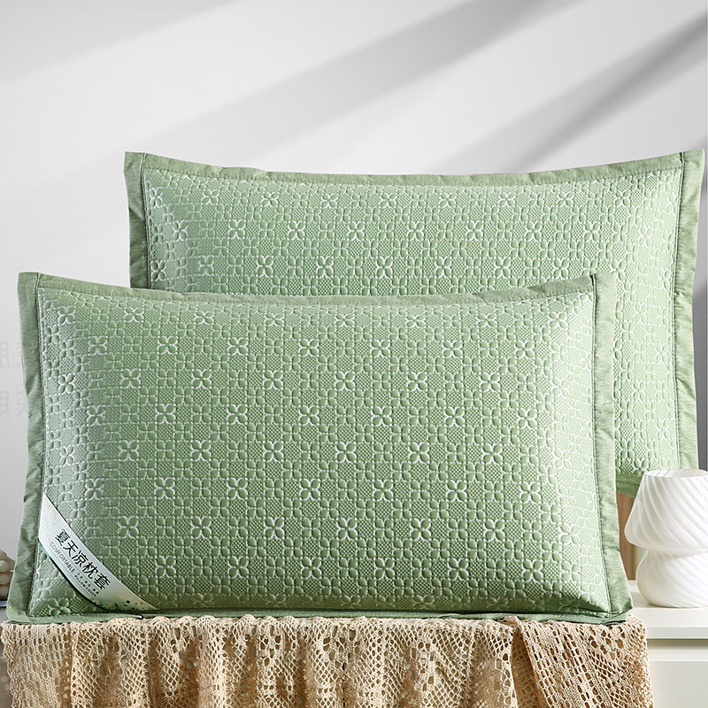 夏天可水洗冰丝枕套简约纯色凉感枕头套学生家用枕芯内胆套单只装