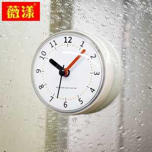 创意浴室防水小时钟吸盘贴墙钟冰箱厨房专用挂钟卫生间吸玻璃钟表