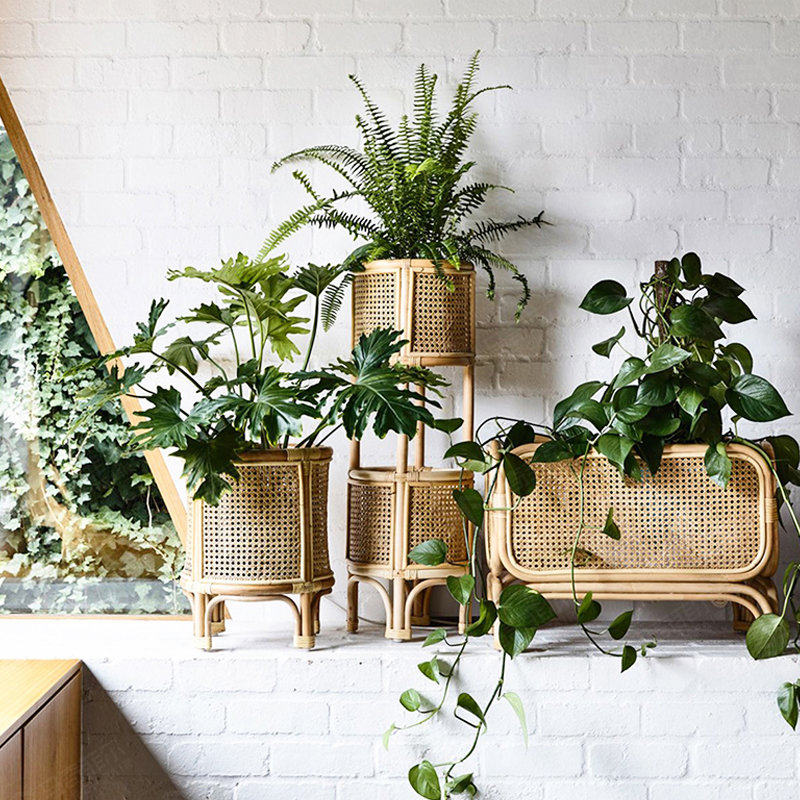 藤编花架阳台走廊玄关置物架室内外花盆植物架子真藤编多层花篮子,住宅家具,花架/花几,淘宝优惠券,粉丝福利购,淘宝优惠卷