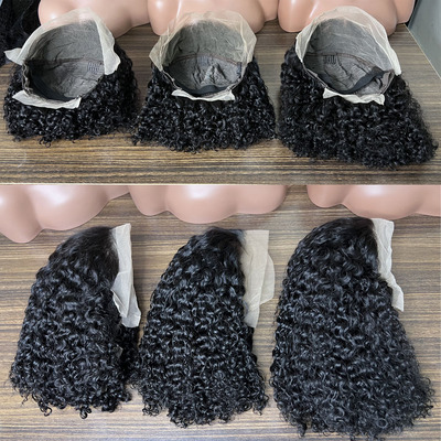 真人假发波波头卷发13*4前蕾丝假发头套human hair wig bob curly