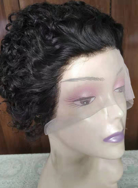 popular short kinky curly brazilian hair 13x1 lace wig
