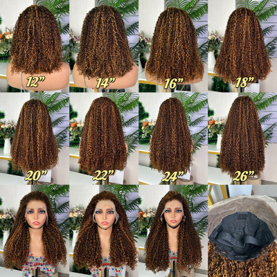 13*4 sdd pixie curly wig human hair piano color 真人假发头套