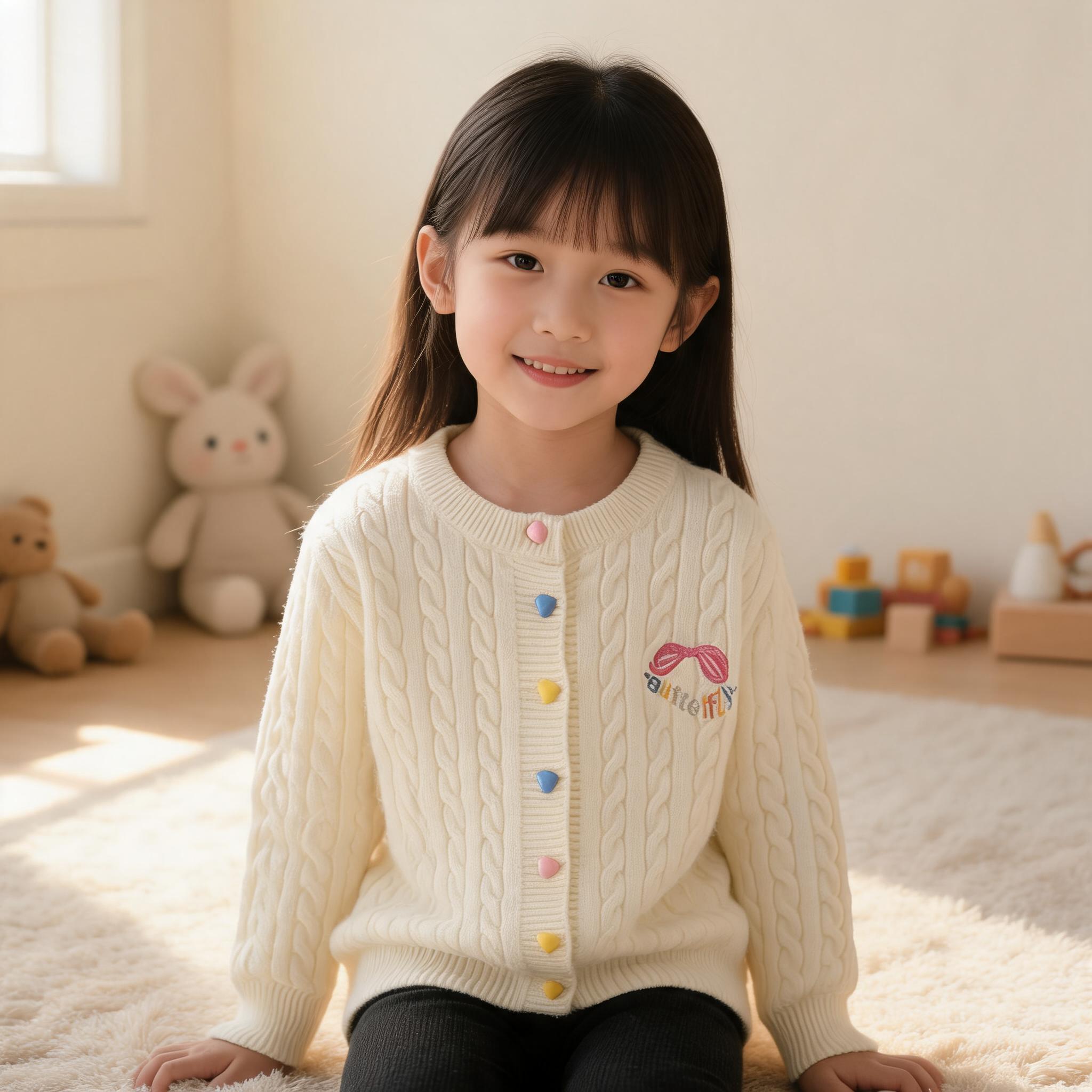 女童针织开衫女孩子长袖外套