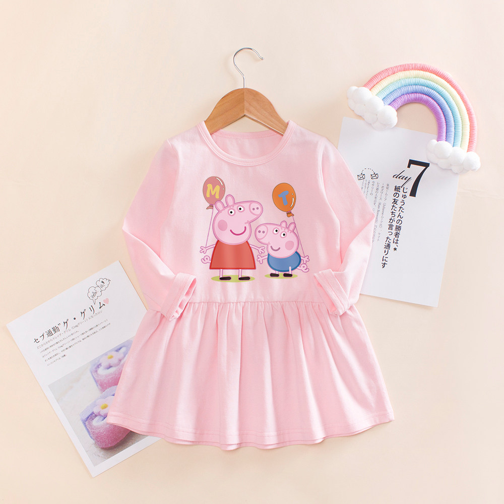 小猪佩奇衣服儿童春秋款纯棉连衣连衣裙