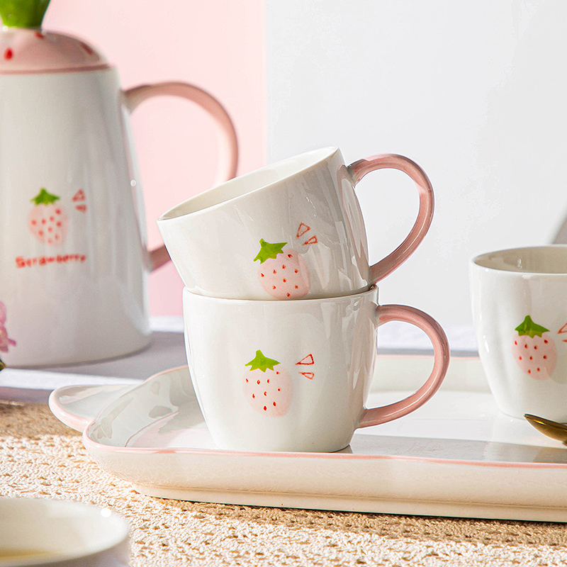 可爱高颜值水杯陶瓷家用套装高级水壶茶杯马克杯办公杯客厅泡茶杯