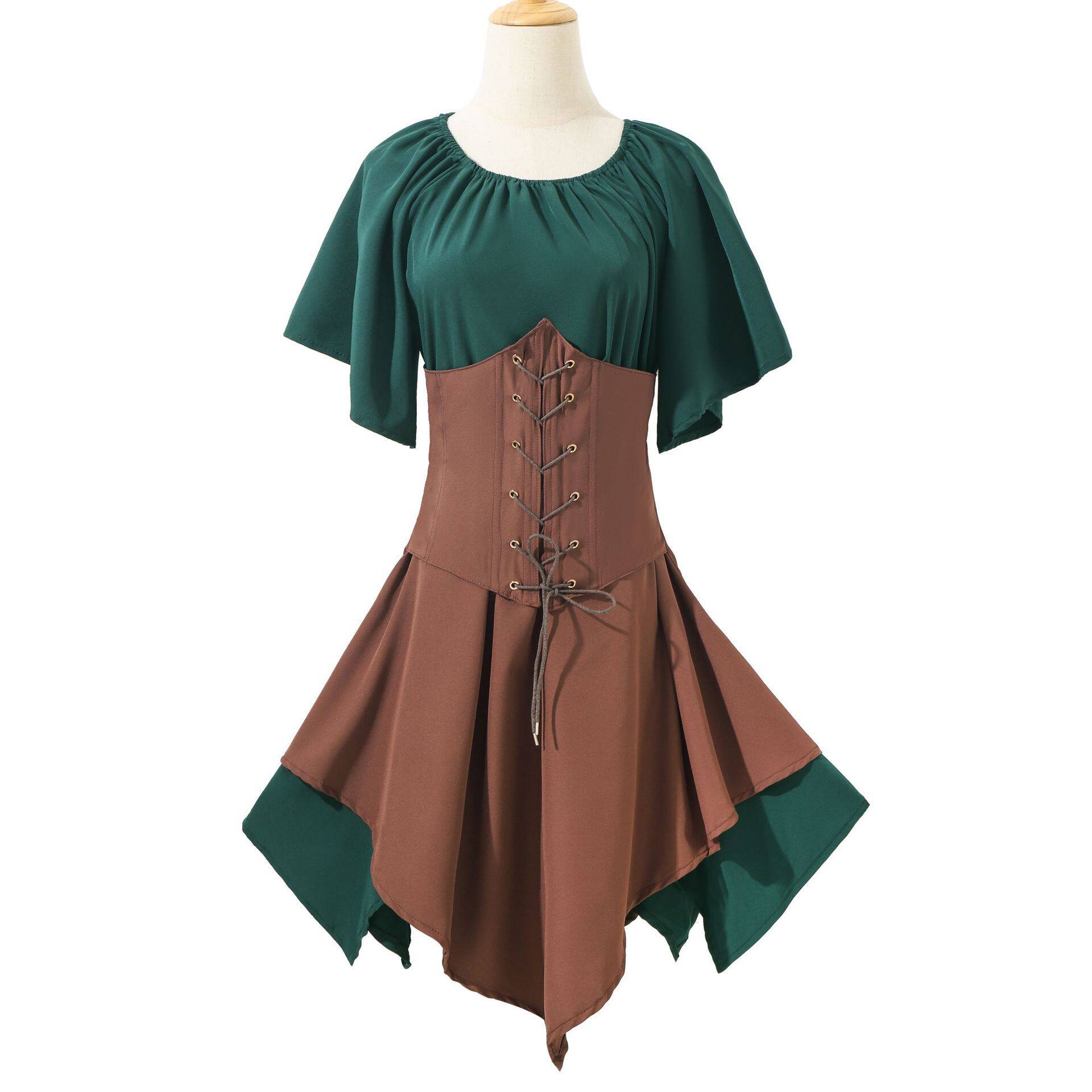 欧美潮流欧美短袖女性文艺复兴时期的中世纪连衣裙服饰