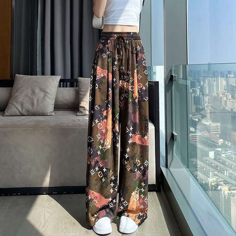 冰丝阔腿裤女夏季高腰垂感水墨扎染新中式禅意裤子慵懒休闲拖地裤,女装/女士精品,休闲裤,淘宝优惠券,粉丝福利购,淘宝优惠卷