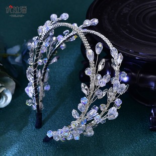 潮流高级双排码链水钻发箍欧美新娘结婚盘头发饰写真拍照头饰HP69