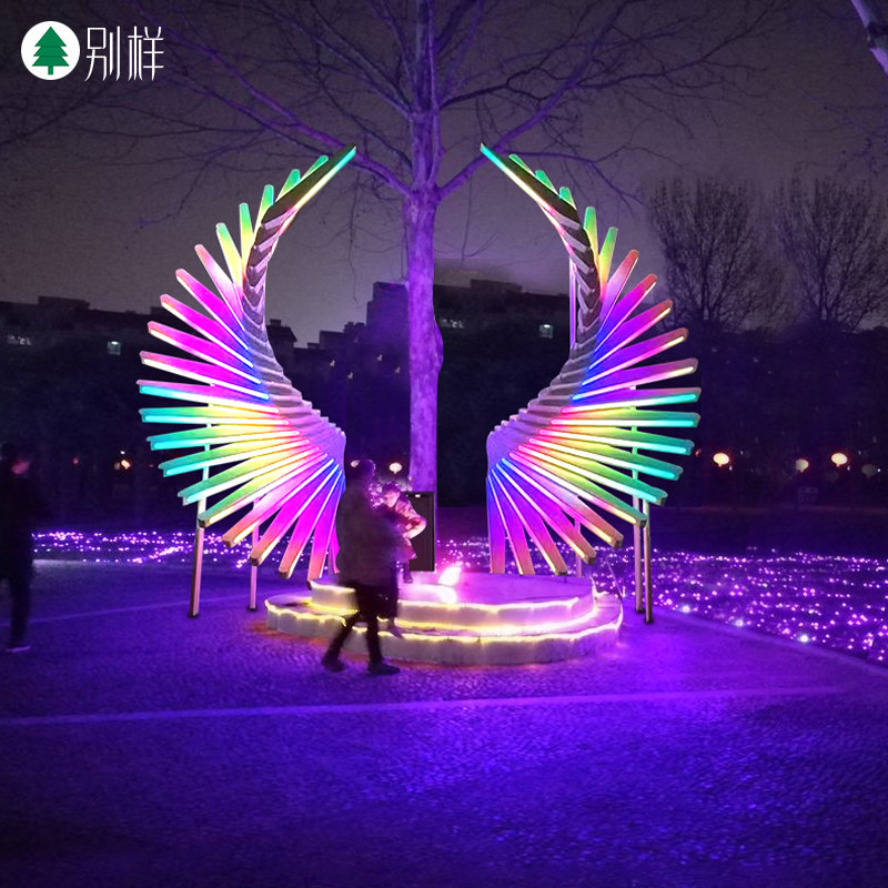 户外防水天使之翼互动造型灯商广场景区网红打卡亮化灯光节景观灯