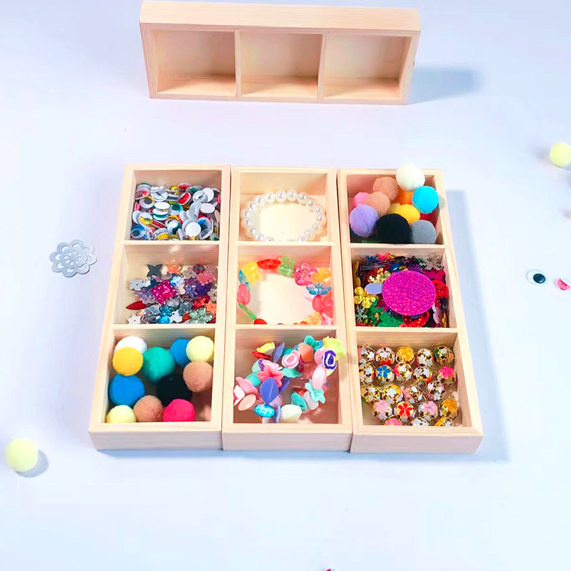 CHILDRENS DIY WOODWORKING WORKSHOP SMALL POCKET ITEM STORAGE BOX KINDERGARTEN WOODWORKING MATERIAL PACK WOODEN FINISHING BOX TOOLS