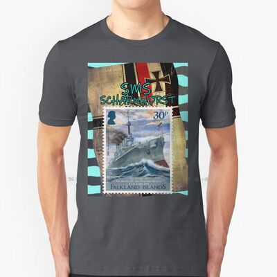 Sms Scharnhorst 100% Cotton T Shirt Warships Stamps Germany