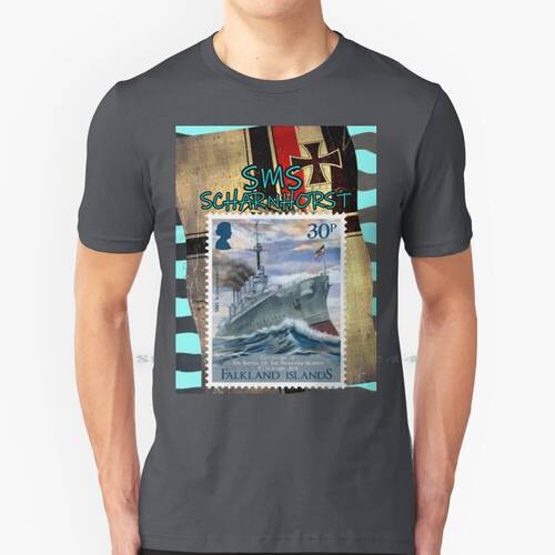 Sms Scharnhorst 100% Cotton T Shirt Warships Stamps Germany