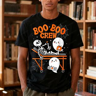 Boo Boo Crew Ghost Doctor Nurse Halloween Graphic T Shirts M