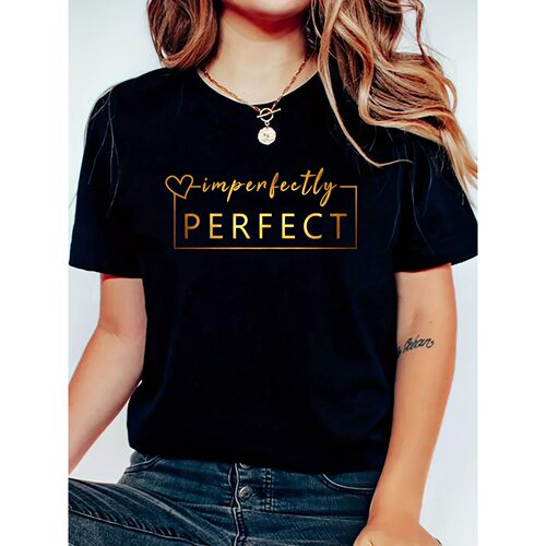 Golden Color Perfect Waterproof Letter Graphic Crew Neck Spo