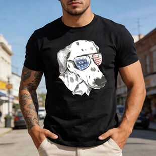 Independence Day Dalmatian Dog Creative Design T-Shirt Dog L
