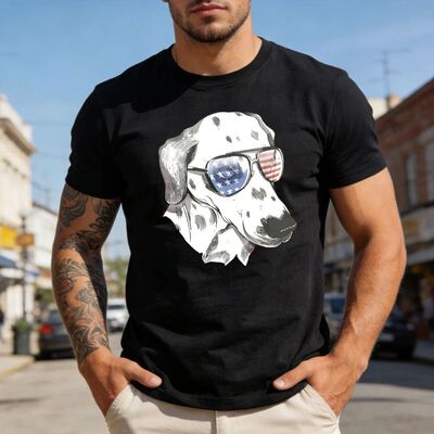 Independence Day Dalmatian Dog Creative Design T-Shirt Dog L
