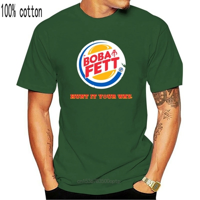 Men T Shirt Boba Fett t-shirt parody green burger king tshir