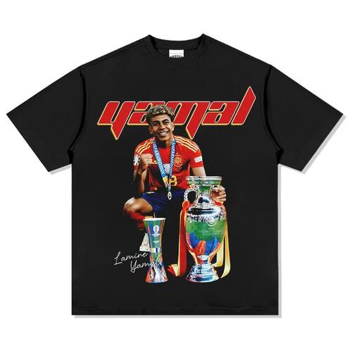 2025 New Spanish Yamal Printed Pure Cotton Short Sleeve T-sh