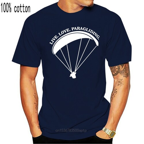 Summer Cotton Casual Men T-shirt Live Love Paragliding T Shi