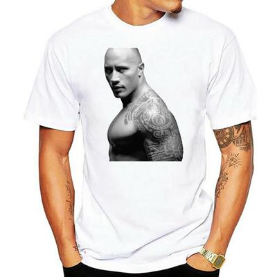 Men T Shirt  T-shirt Dwayne Johnson halftone picture black t