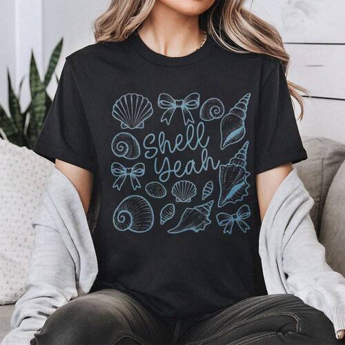 Shell Yeah Seashell Bow Women T-Shirt Summer Beach Gift for
